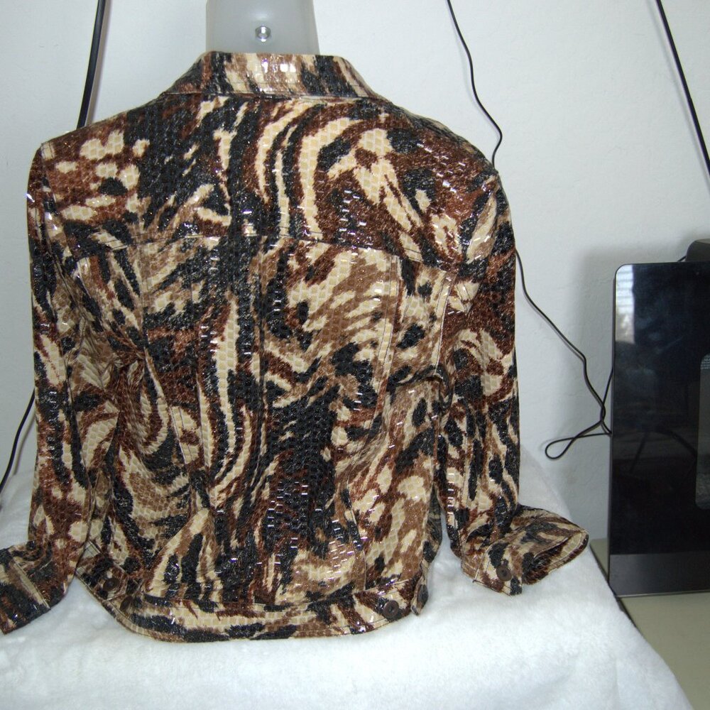 Ruby Rd. Size 10 Animal Print Clear Sequin Jacket - image 3